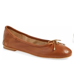 Sam Edelman Genuine Leather Ballet Flats - Felicia Tan Saddle Camel Size 8